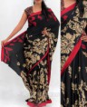 Georgette Saree of Red,Black n Cream